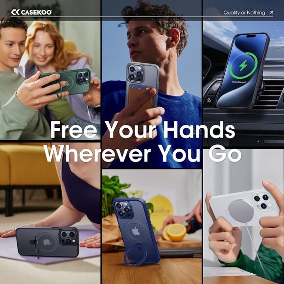 CASEKOO Magicstand Case Designed for iPhone 15 Pro Blue NEW - Picture 4 of 8